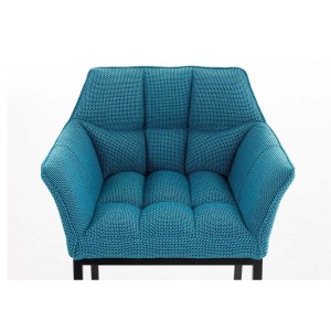 Silla de confidente OCTAVIO TELA, estructura en negro y tapizado en blanco