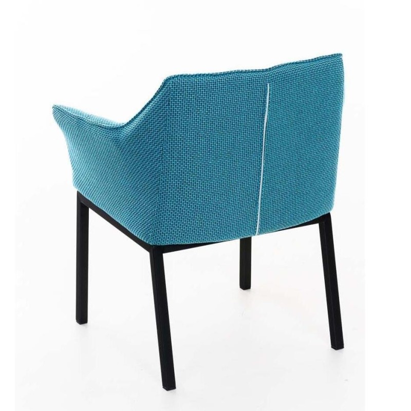 Silla de confidente OCTAVIO TELA, estructura en negro y tapizado en blanco