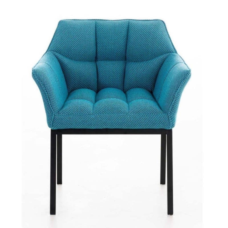 Silla de confidente OCTAVIO TELA, estructura en negro y tapizado en blanco