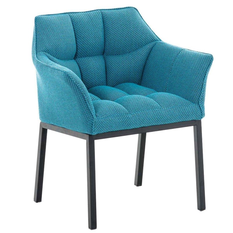 Silla de confidente OCTAVIO TELA, estructura en negro y tapizado en blanco