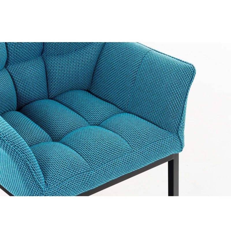 Silla de confidente OCTAVIO TELA, estructura en negro y tapizado en blanco