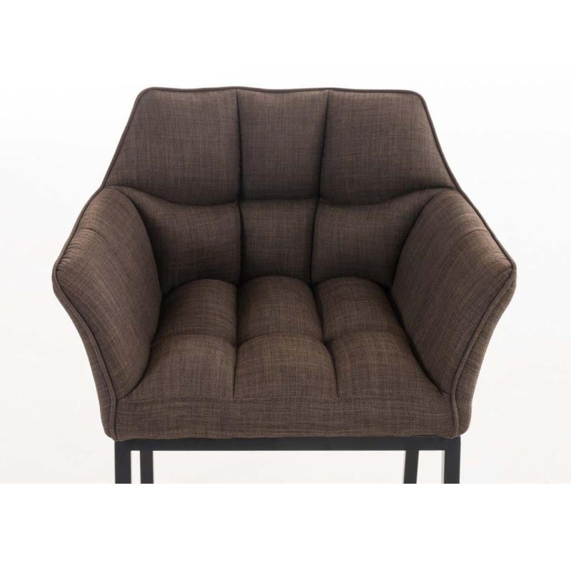 Silla de confidente OCTAVIO TELA, estructura en negro y tapizado en blanco