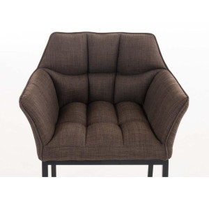 Silla de confidente OCTAVIO TELA, estructura en negro y tapizado en blanco