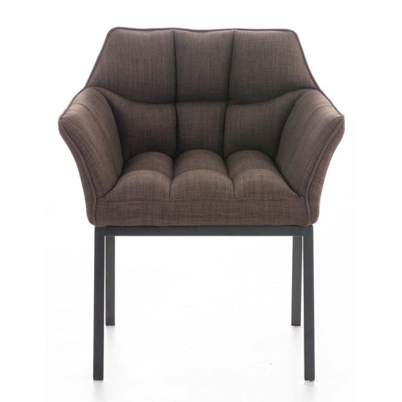 Silla de confidente OCTAVIO TELA, estructura en negro y tapizado en blanco