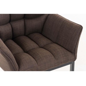 Silla de confidente OCTAVIO TELA, estructura en negro y tapizado en blanco