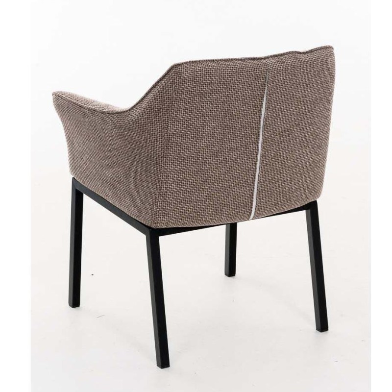 Silla de confidente OCTAVIO TELA, estructura en negro y tapizado en blanco