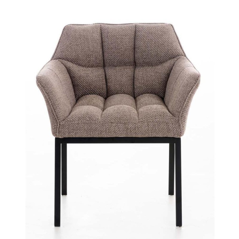 Silla de confidente OCTAVIO TELA, estructura en negro y tapizado en blanco