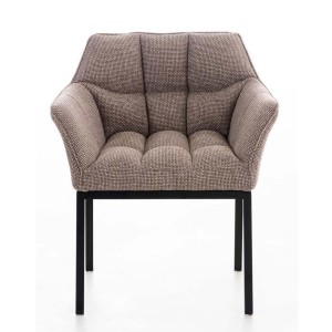 Silla de confidente OCTAVIO TELA, estructura en negro y tapizado en blanco