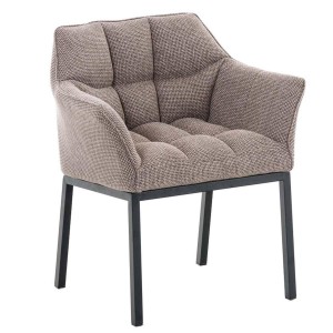 Silla de confidente OCTAVIO TELA, estructura en negro y tapizado en blanco