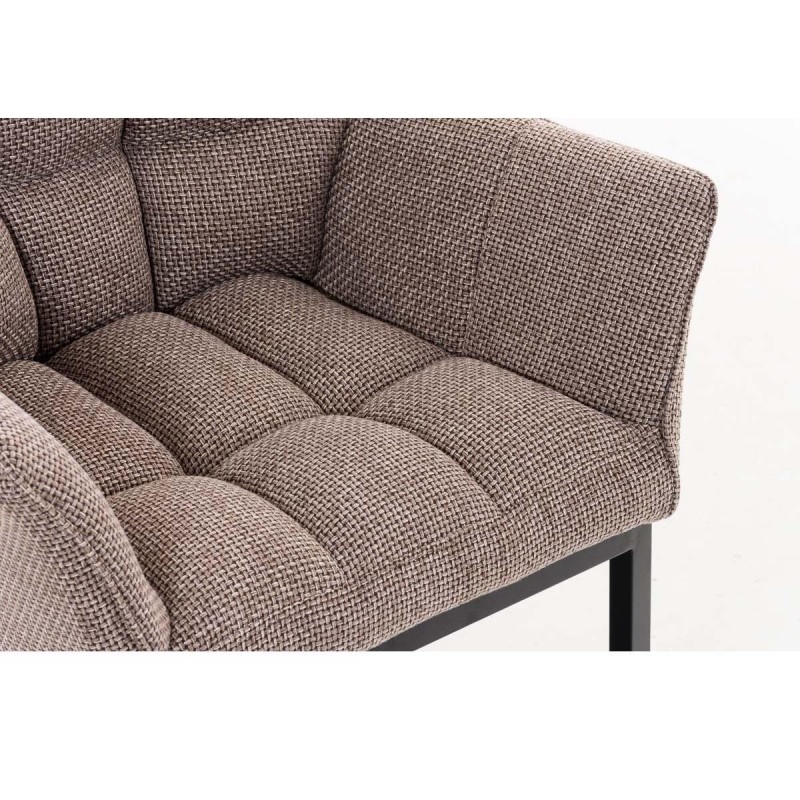 Silla de confidente OCTAVIO TELA, estructura en negro y tapizado en blanco