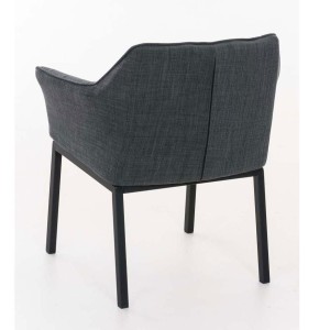 Silla de confidente OCTAVIO TELA, estructura en negro y tapizado en blanco