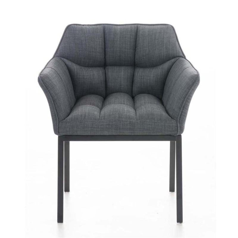 Silla de confidente OCTAVIO TELA, estructura en negro y tapizado en blanco