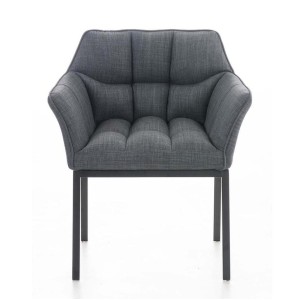 Silla de confidente OCTAVIO TELA, estructura en negro y tapizado en blanco