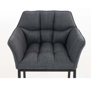 Silla de confidente OCTAVIO TELA, estructura en negro y tapizado en blanco