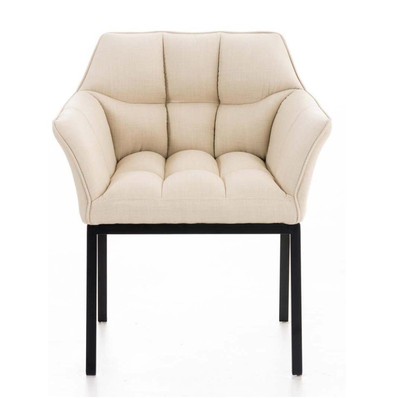 Silla de confidente OCTAVIO TELA, estructura en negro y tapizado en blanco