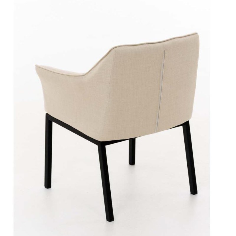 Silla de confidente OCTAVIO TELA, estructura en negro y tapizado en blanco