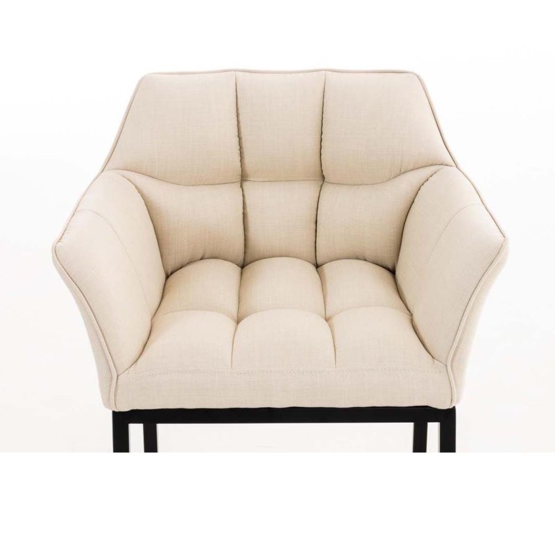 Silla de confidente OCTAVIO TELA, estructura en negro y tapizado en blanco