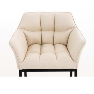 Silla de confidente OCTAVIO TELA, estructura en negro y tapizado en blanco