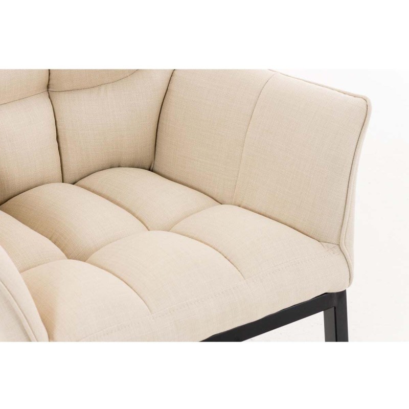 Silla de confidente OCTAVIO TELA, estructura en negro y tapizado en blanco