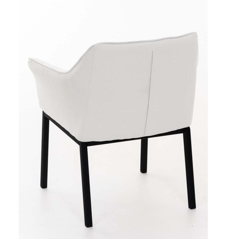 Silla de confidente OCTAVIO TELA, estructura en negro y tapizado en blanco