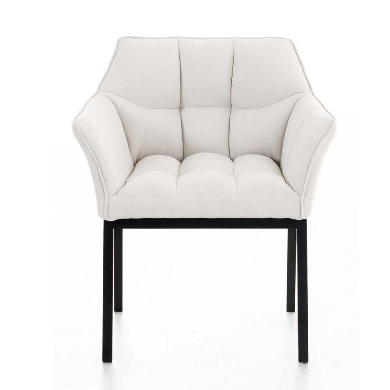 Silla de confidente OCTAVIO TELA, estructura en negro y tapizado en blanco