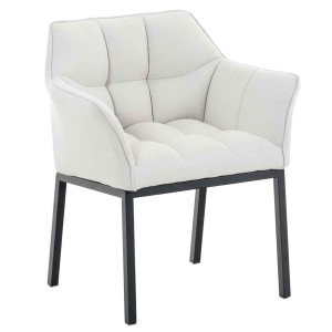 Silla de confidente OCTAVIO TELA, estructura en negro y tapizado en blanco