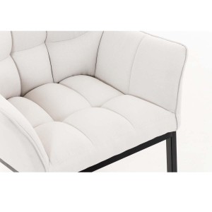 Silla de confidente OCTAVIO TELA, estructura en negro y tapizado en blanco