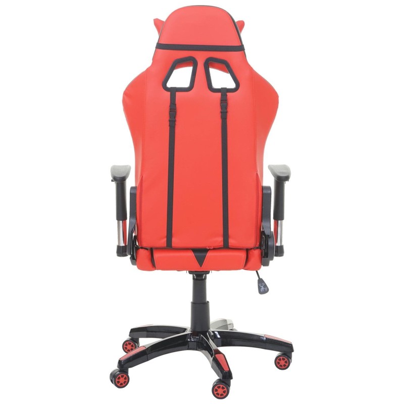 Silla gaming RACING LUCA, reclinable, en piel color negro/rojo