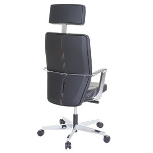 Sillón de oficina PINAT en piel natural negra