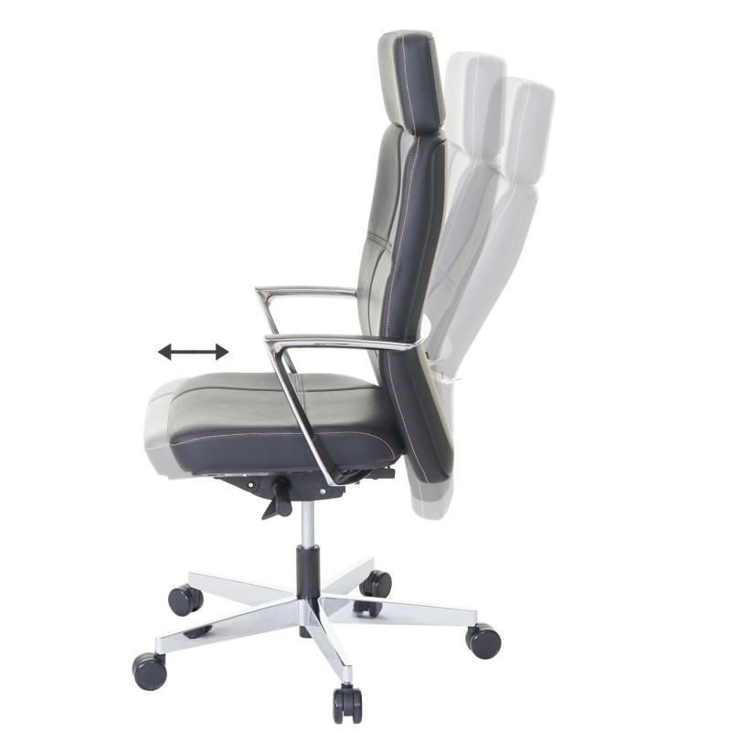 Sillón de oficina PINAT en piel natural negra