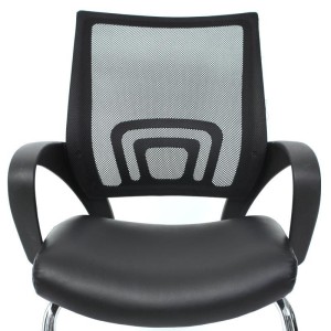 Lote 2 sillas confidente ergonómicas VISTO NET, malla/piel negro