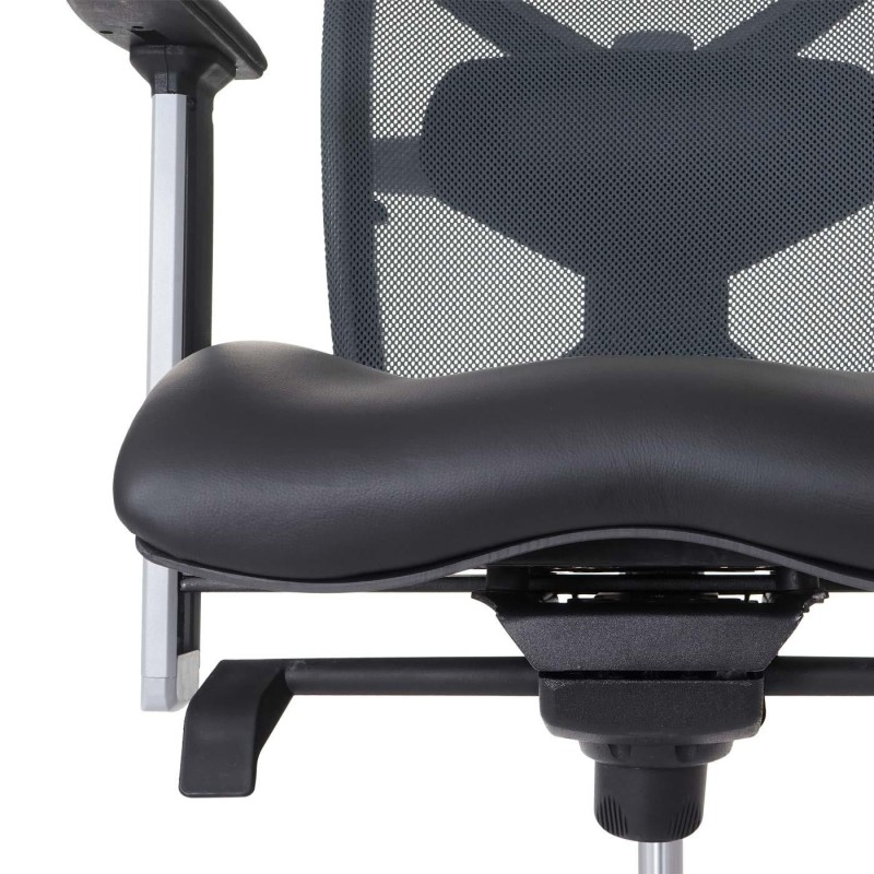 Sillón ergonómica NILO-TEC en piel natural y malla transpirable color negro