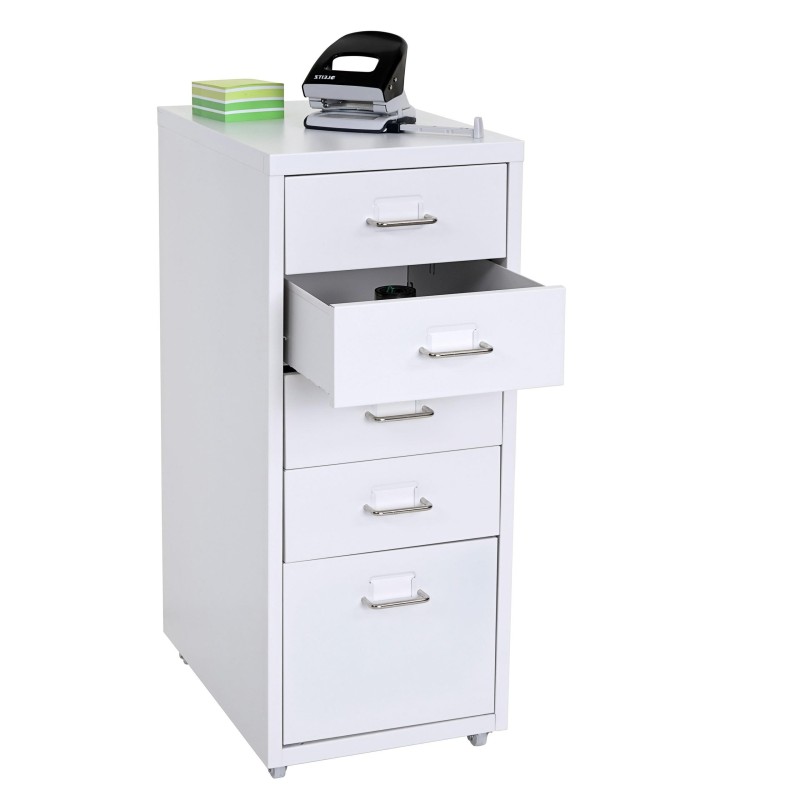 Archivador HUT 5 CAJONES, 69x28x44 cm, en Acero color Blanco