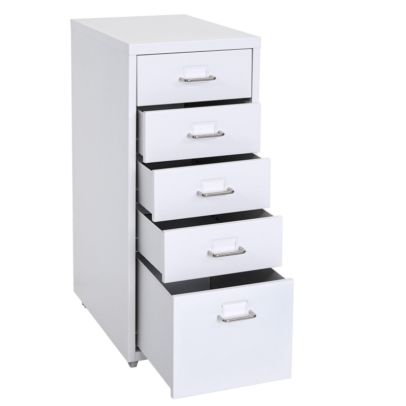 Archivador HUT 5 CAJONES, 69x28x44 cm, en Acero color Blanco