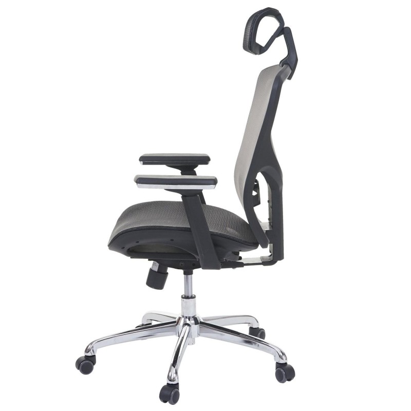 Silla ergonómica LAMBI totalmente ajustable en malla color negro y gris
