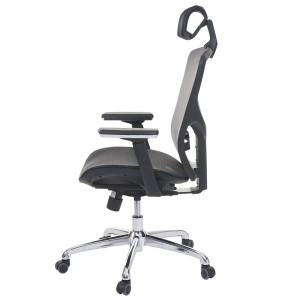 Silla ergonómica LAMBI totalmente ajustable en malla color negro y gris