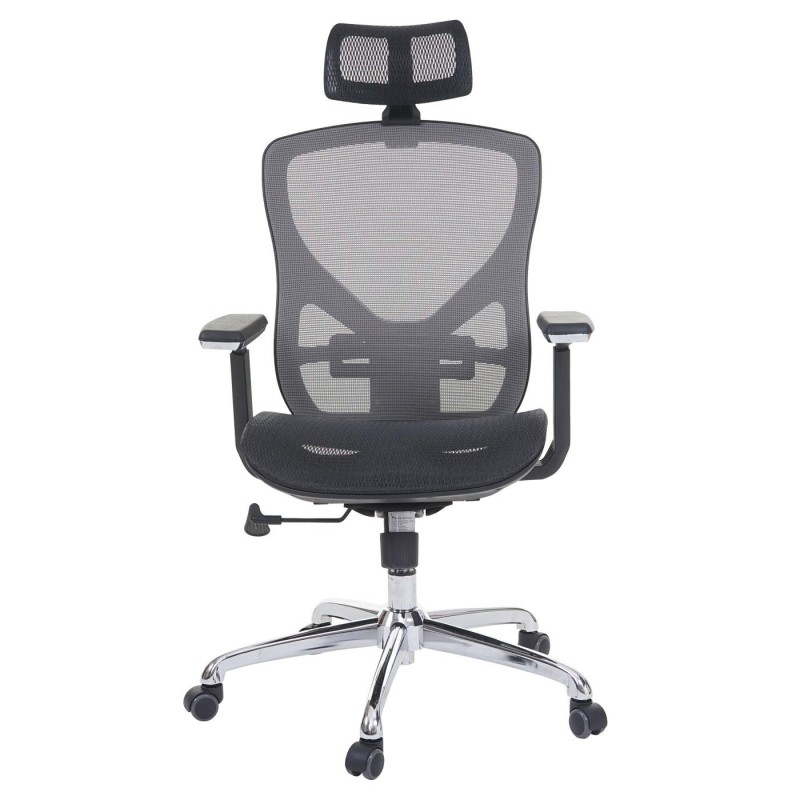 Silla ergonómica LAMBI totalmente ajustable en malla color negro y gris