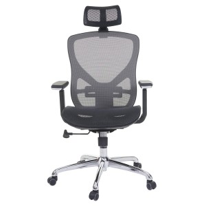 Silla ergonómica LAMBI totalmente ajustable en malla color negro y gris