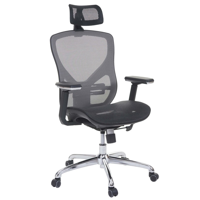 Silla ergonómica LAMBI totalmente ajustable en malla color negro y gris