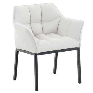 Silla de confidente OCTAVIO TELA, estructura en negro y tapizado en blanco