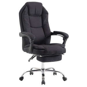 Sillón de Oficina CASTI TELA, Reposapiés Extensible, color Negro