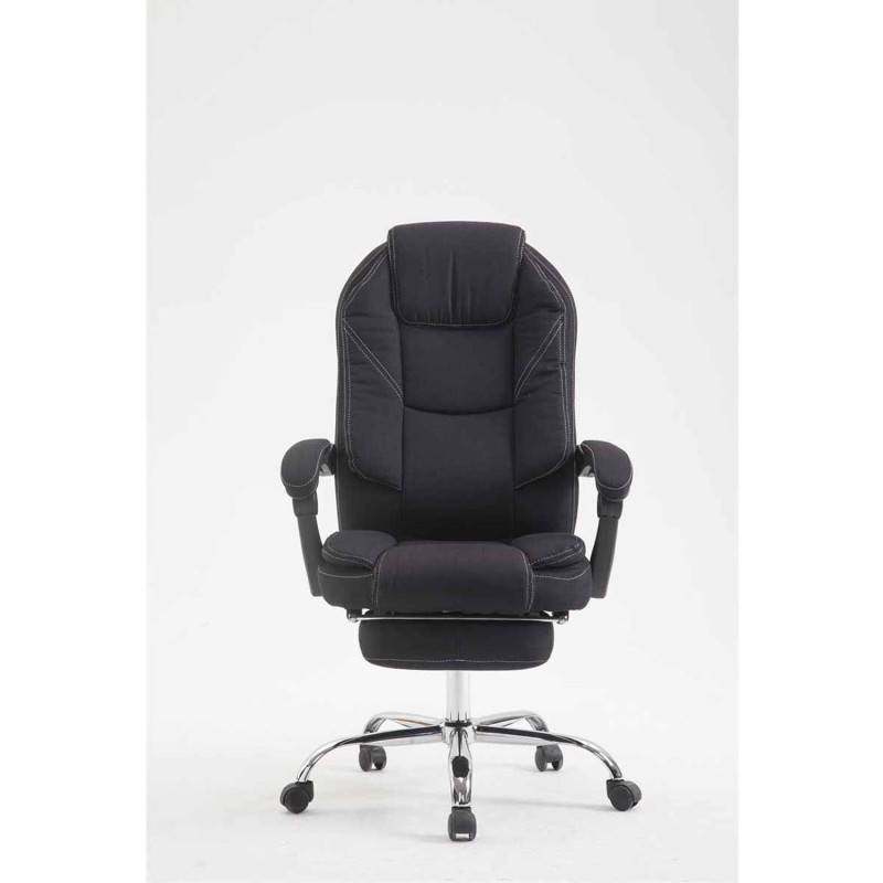 Sillón de Oficina CASTI TELA, Reposapiés Extensible, color Negro