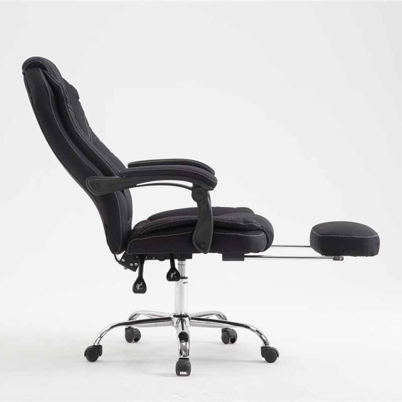 Sillón de Oficina CASTI TELA, Reposapiés Extensible, color Negro