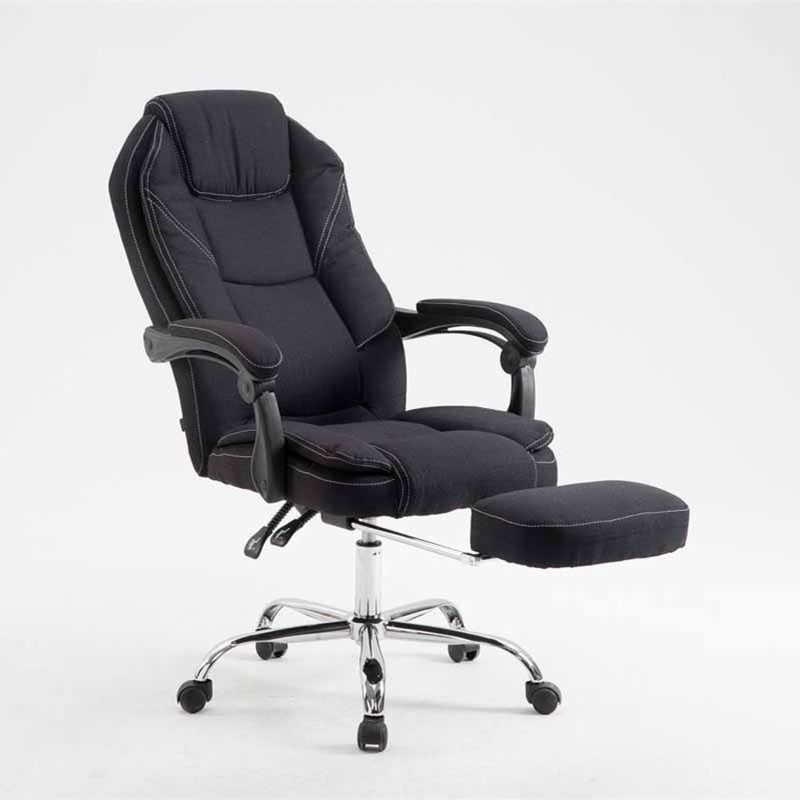 Sillón de Oficina CASTI TELA, Reposapiés Extensible, color Negro