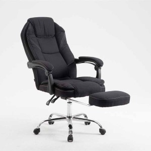 Sillón de Oficina CASTI TELA, Reposapiés Extensible, color Negro