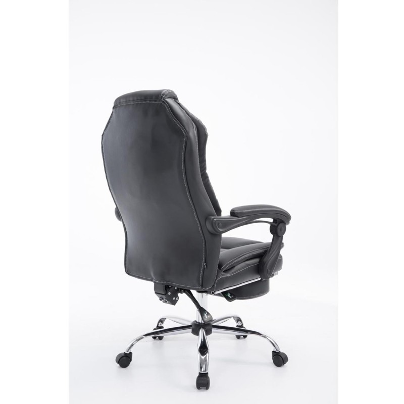 Sillón de Oficina CASTI, Reposapiés Extensible, en Piel color Negro