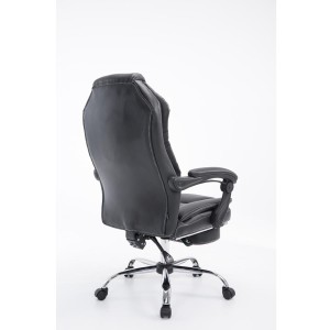 Sillón de Oficina CASTI, Reposapiés Extensible, en Piel color Negro