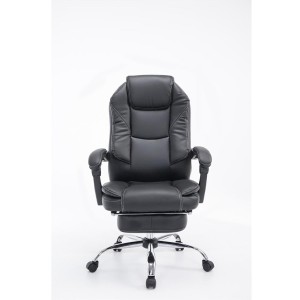 Sillón de Oficina CASTI, Reposapiés Extensible, en Piel color Negro