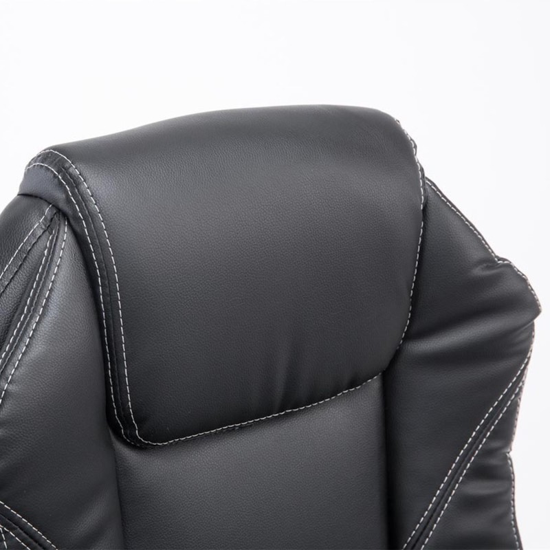 Sillón de Oficina CASTI, Reposapiés Extensible, en Piel color Negro