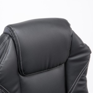 Sillón de Oficina CASTI, Reposapiés Extensible, en Piel color Negro